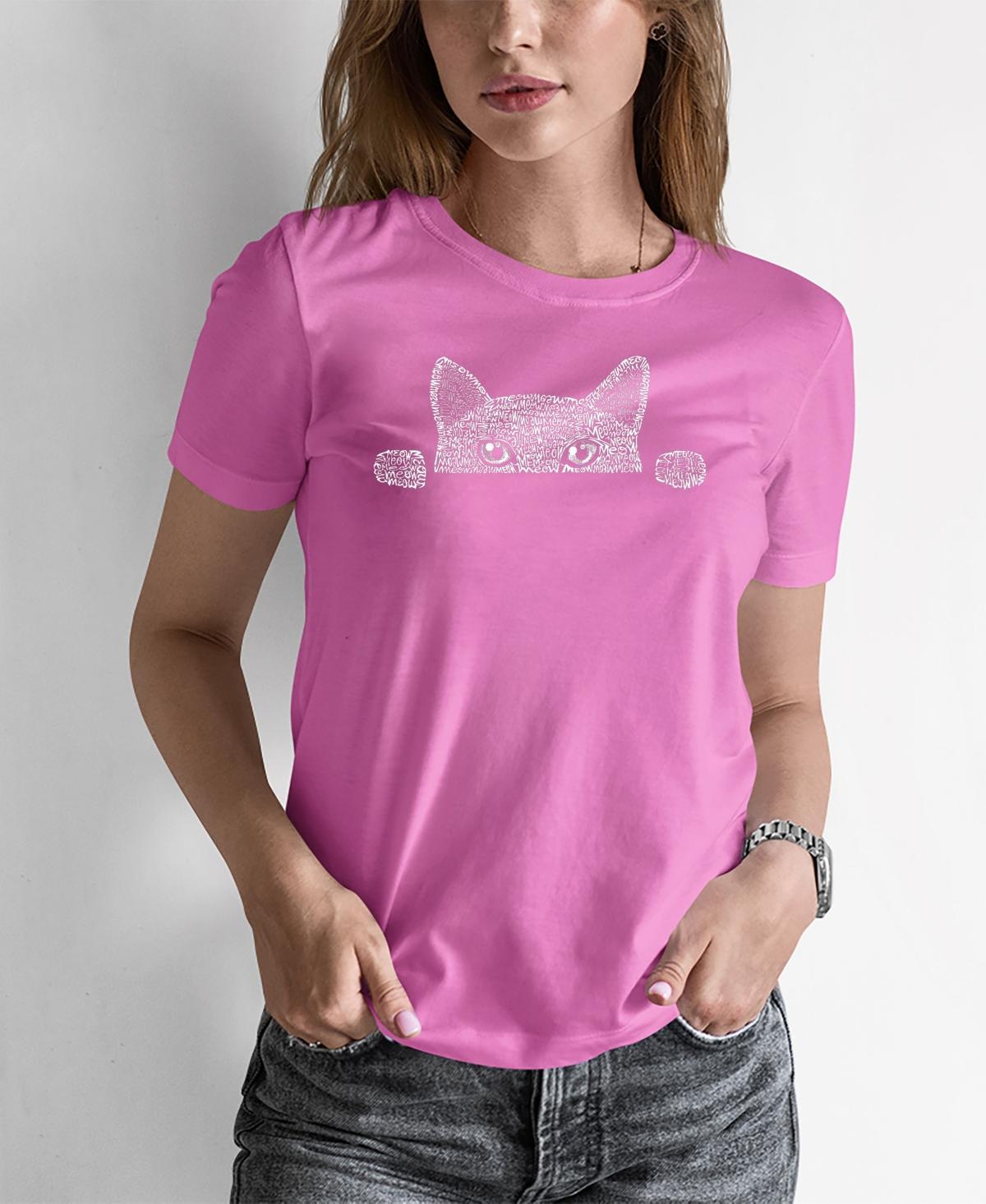 Womens Word Art Peeking Cat T-Shirt Product Image