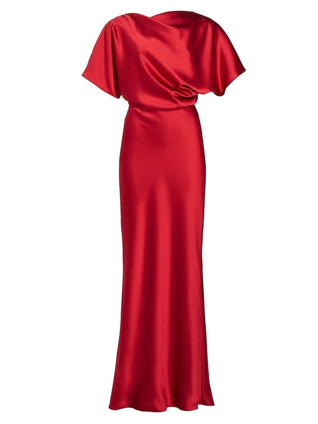 Womens Draped Satin Gown Product Image