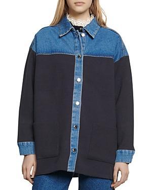 Sandro Gwenaelle Denim Inset Jacket Product Image