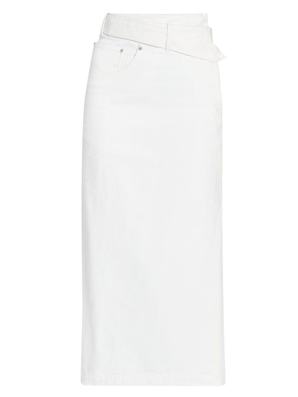 Womens Deconstructed Denim Midi-Skirt Product Image