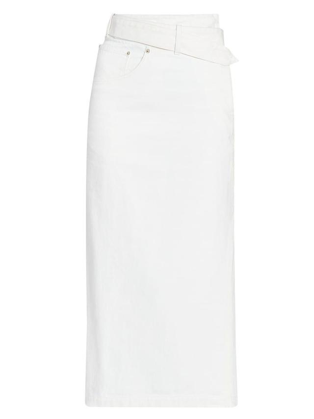 Womens Deconstructed Denim Midi-Skirt Product Image