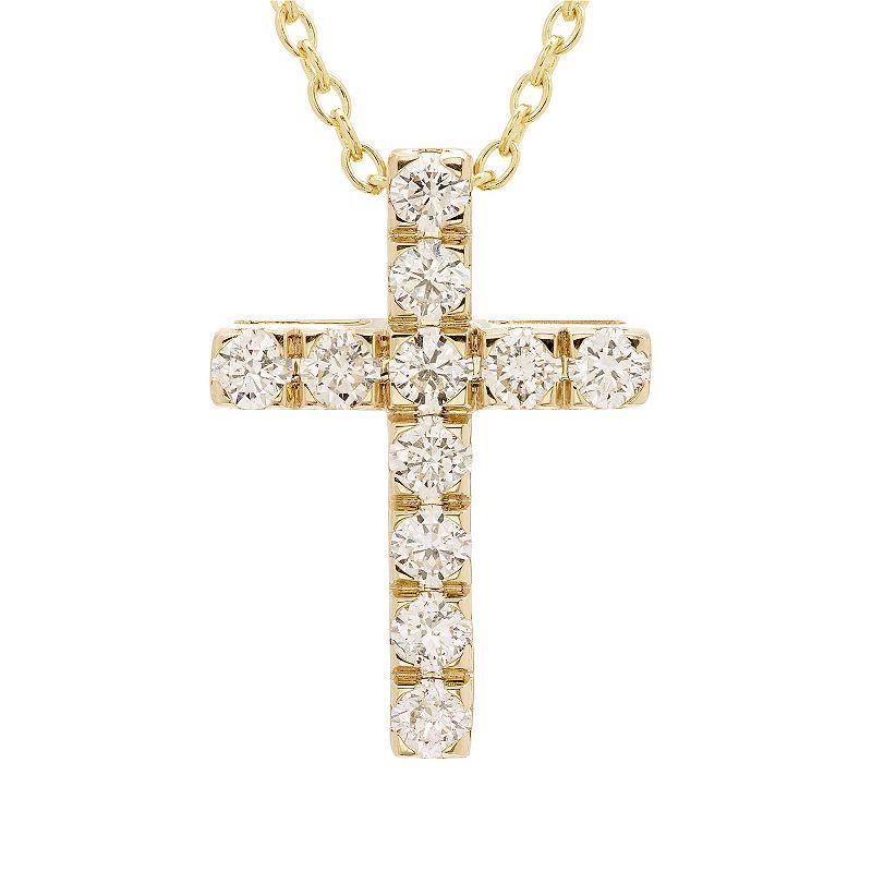 The Regal Collection 14k Gold 1 Carat T.W. Certified Diamond Cross Pendant Necklace, Womens Product Image