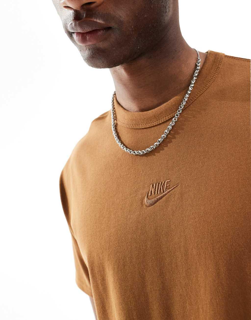 Nike Premium Essentials unisex oversized T-shirt in brown Product Image