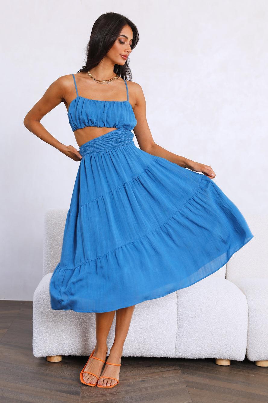 Get Lost In Your Eyes Midi Dress Blue Product Image