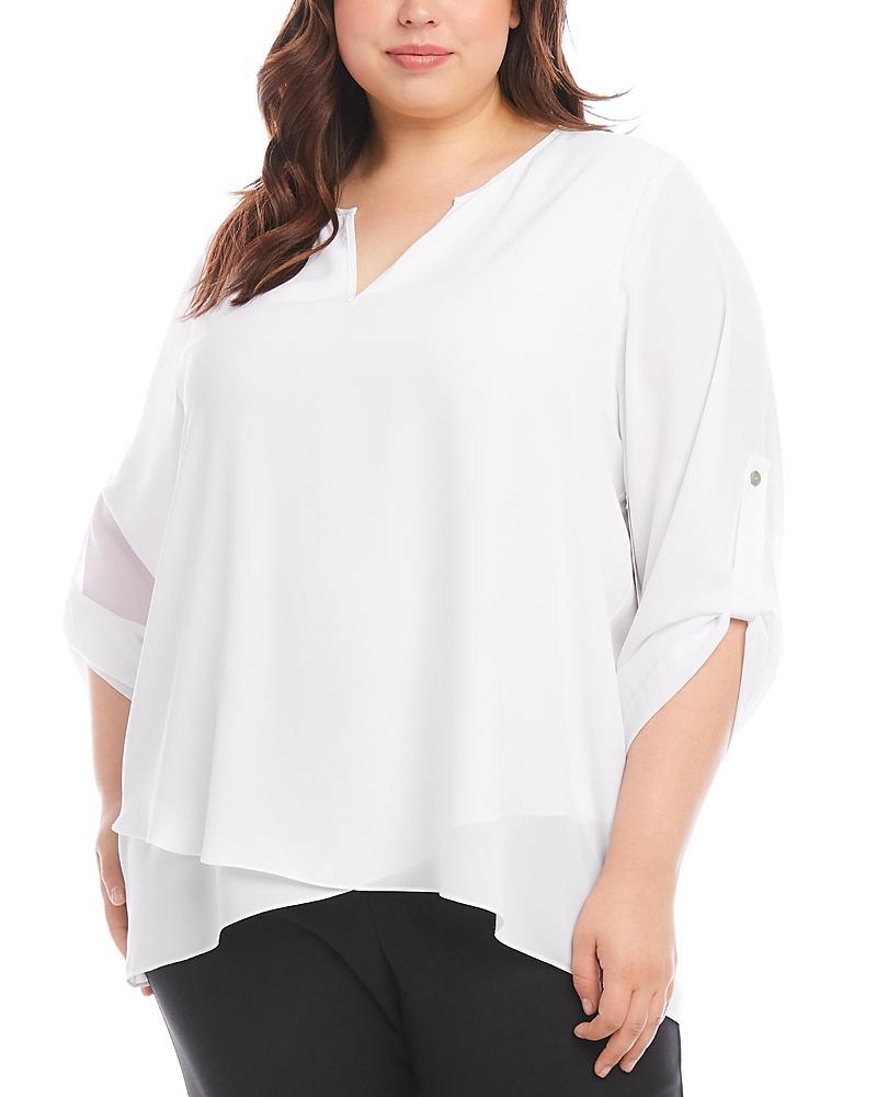 Karen Kane Women's Plus Size Asymmetric Hem Wrap Top, , 100% Polyester Product Image