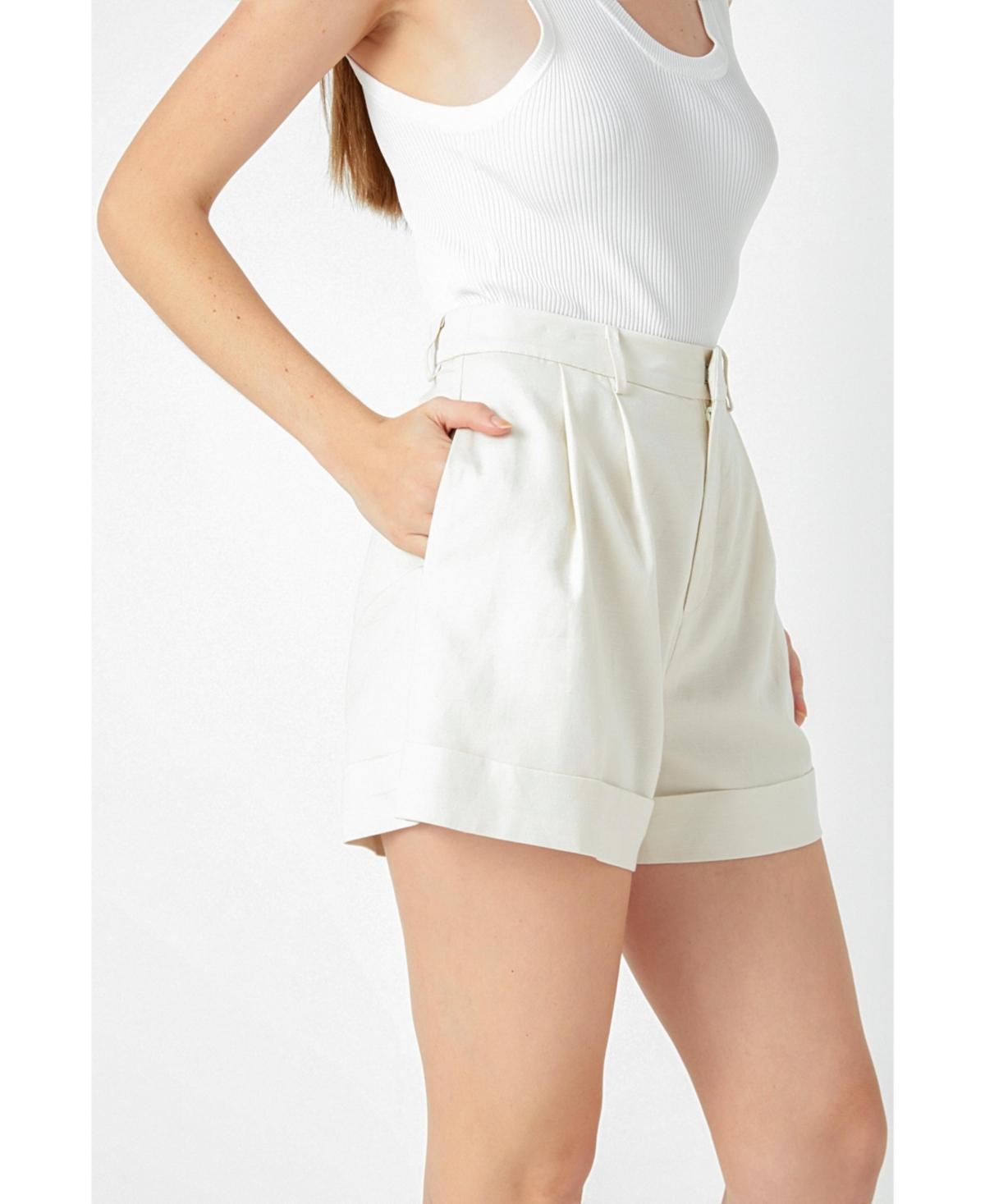 endless rose Womens Linen Pintucked Shorts Product Image