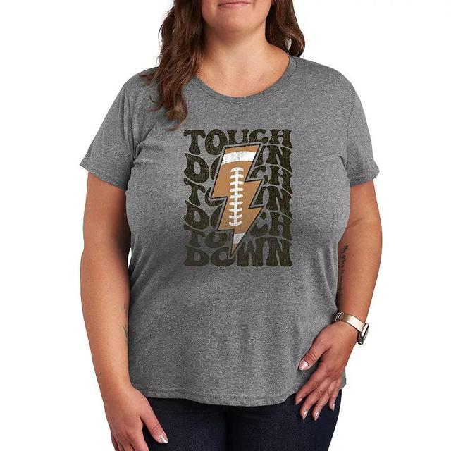 Plus Size Football Lightning Bolt Graphic Tee, Womens Grey Gray Product Image