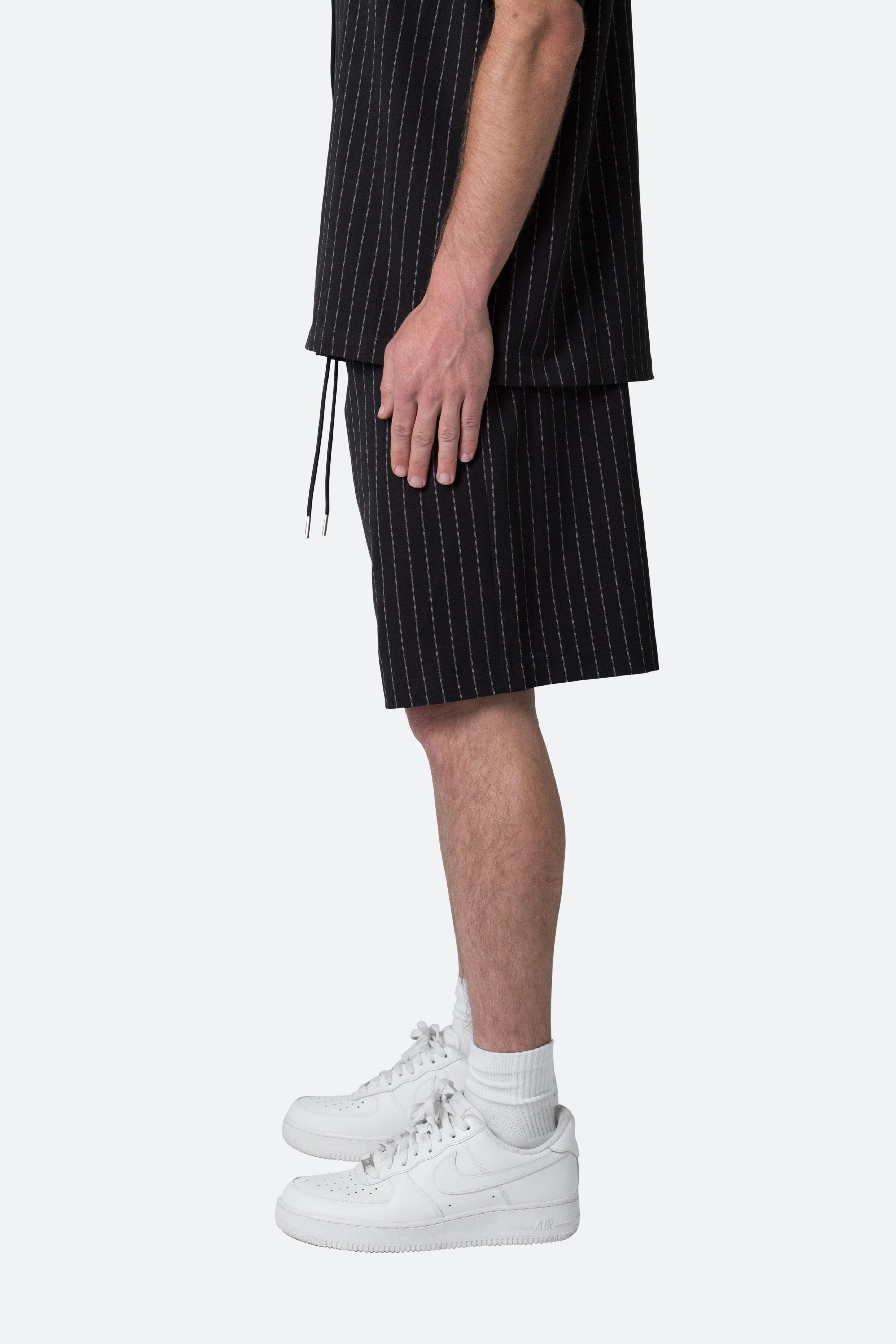 Pinstripe Shorts - Black Product Image