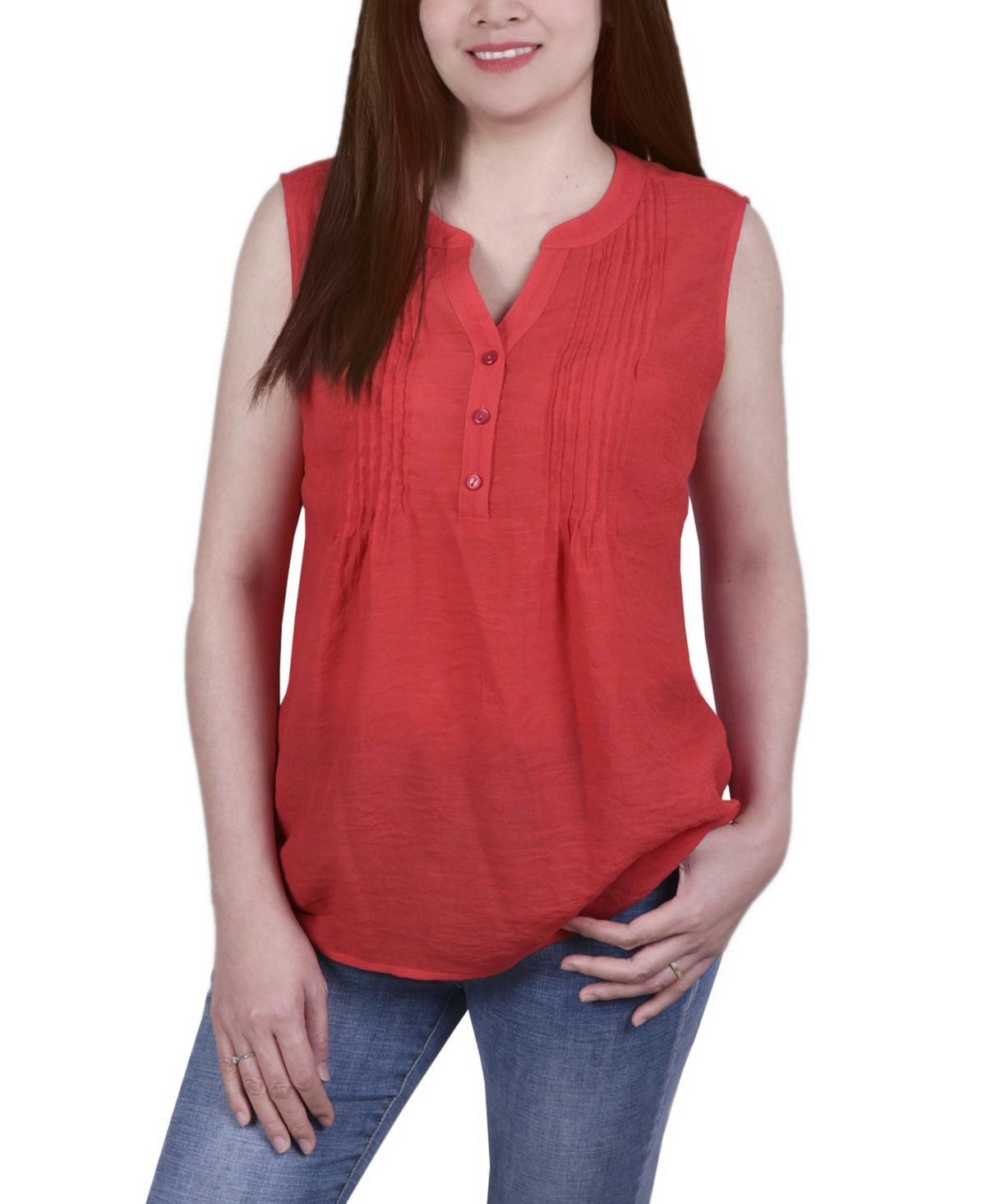 Womens Sleeveless Pintucked Blouse product image