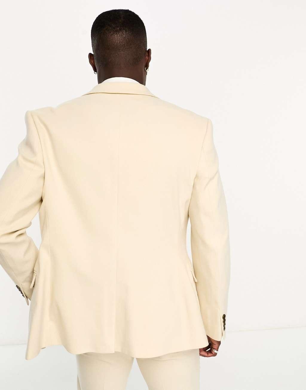 ASOS DESIGN slim oxford suit jacket in sand Product Image