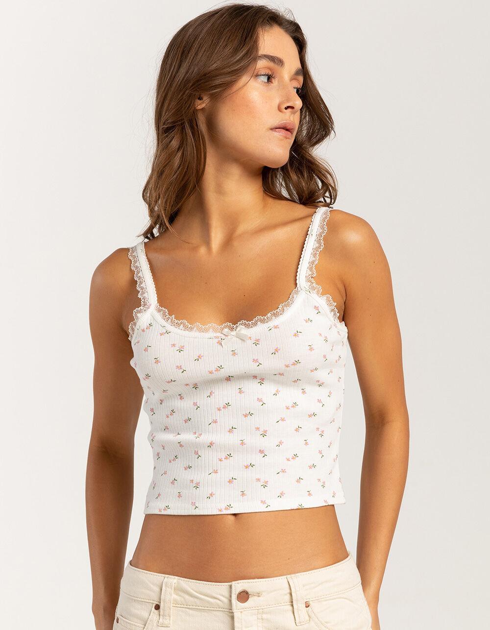 FULL TILT Floral Print Rib Womens Cami Product Image