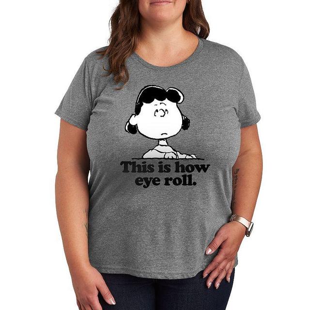 Plus Peanuts Lucy This Is How Eye Roll Graphic Tee, Womens Med Grey Product Image