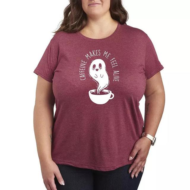 Plus Size Caffeine Makes Me Feel Alive Graphic Tee, Womens Product Image