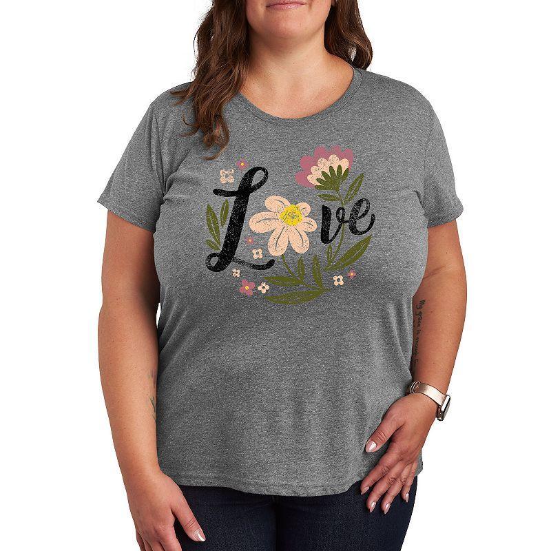 Plus Love Flowers Graphic Tee, Womens Product Image