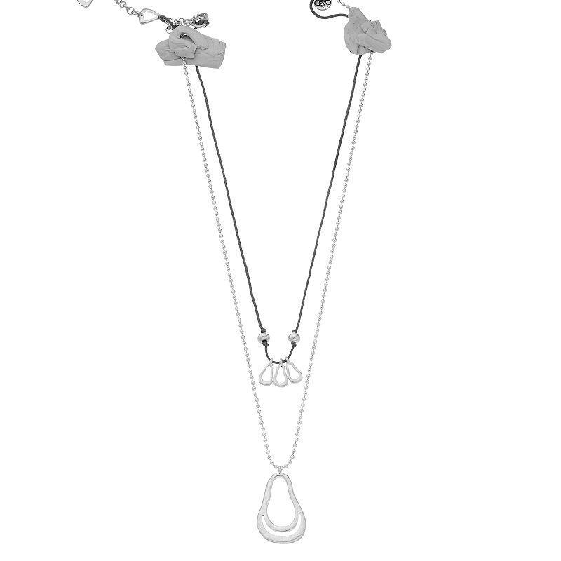 Bella Uno Two-Strand Drop Necklace, Womens Silver Tone Product Image