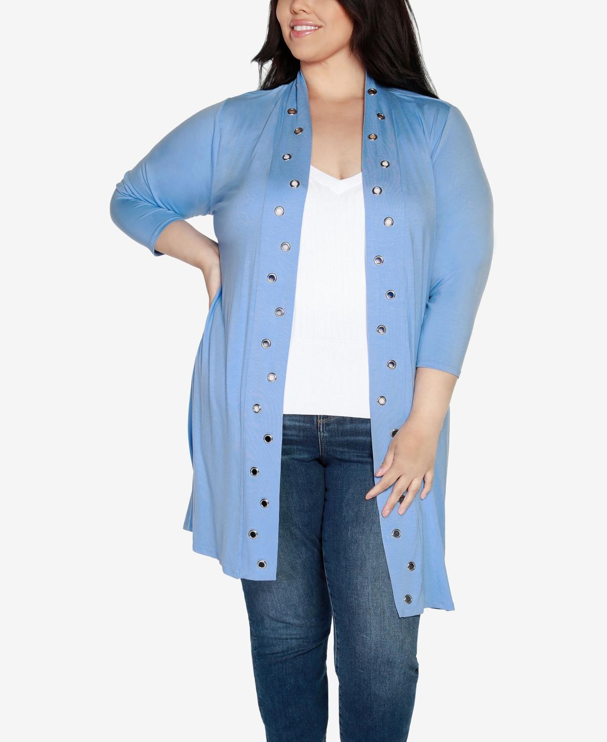 Belldini Plus Size Grommet-Trim Duster Cardigan Product Image