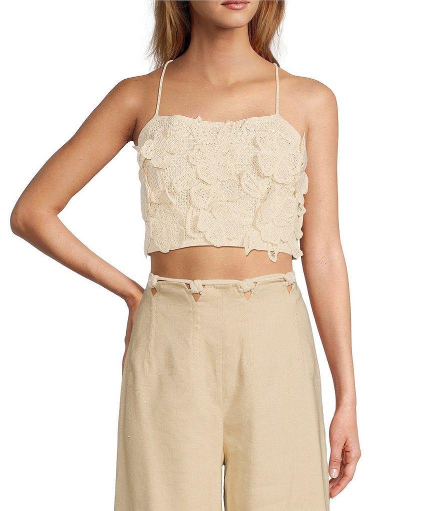 Antonio Melani x M.G. Style Havana Crochet Lace Floral Crop Top Product Image