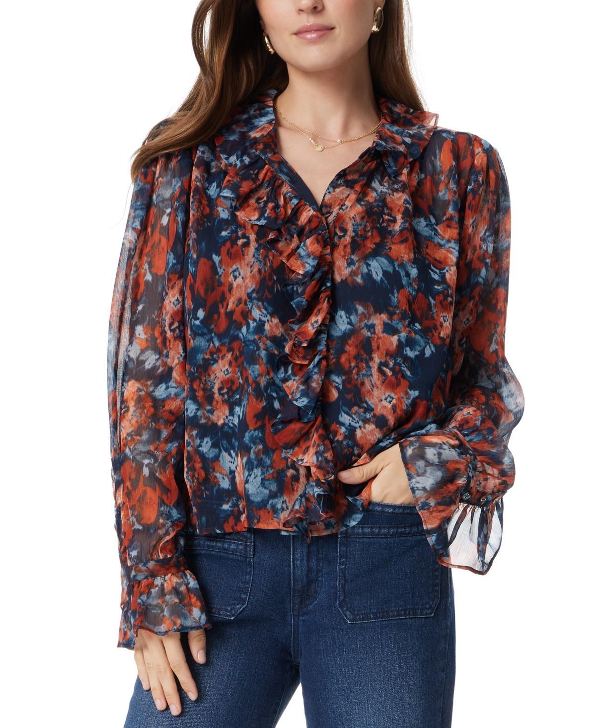 Sam Edelman Womens Ruffle-Trim Button-Down Blouse Product Image