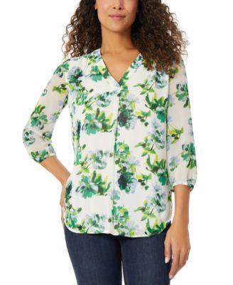 Women's Floral-Print 3/4-Sleeve Tunic Top Product Image