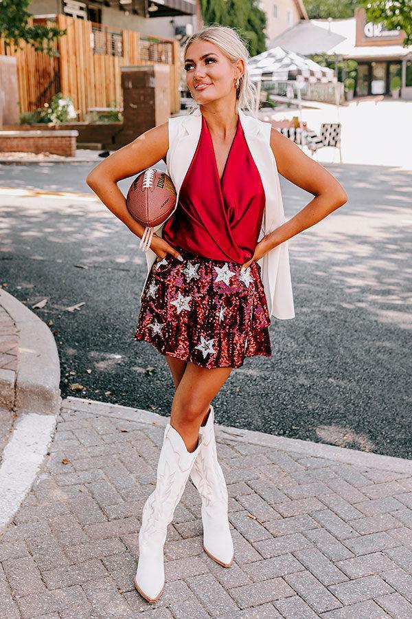 Pre-game Party Sequin Skirt in Maroon Product Image