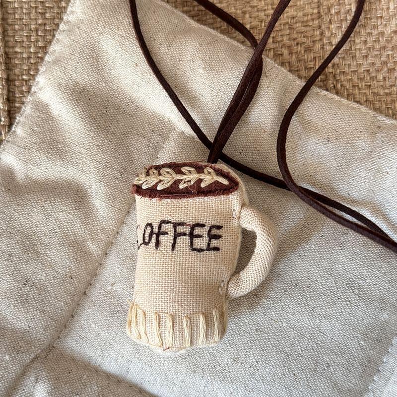 Coffee Fabric Pendant Cord Necklace (Various Designs) Product Image