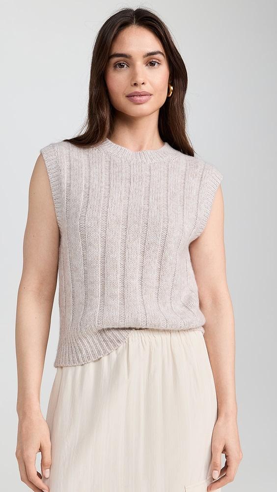 White + Warren Cashmere Marled Wide Rib Shell Sweater | Shopbop Product Image