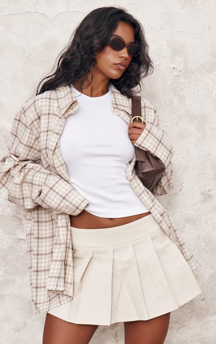 Beige Lightweight Check Oversized Shirt product image