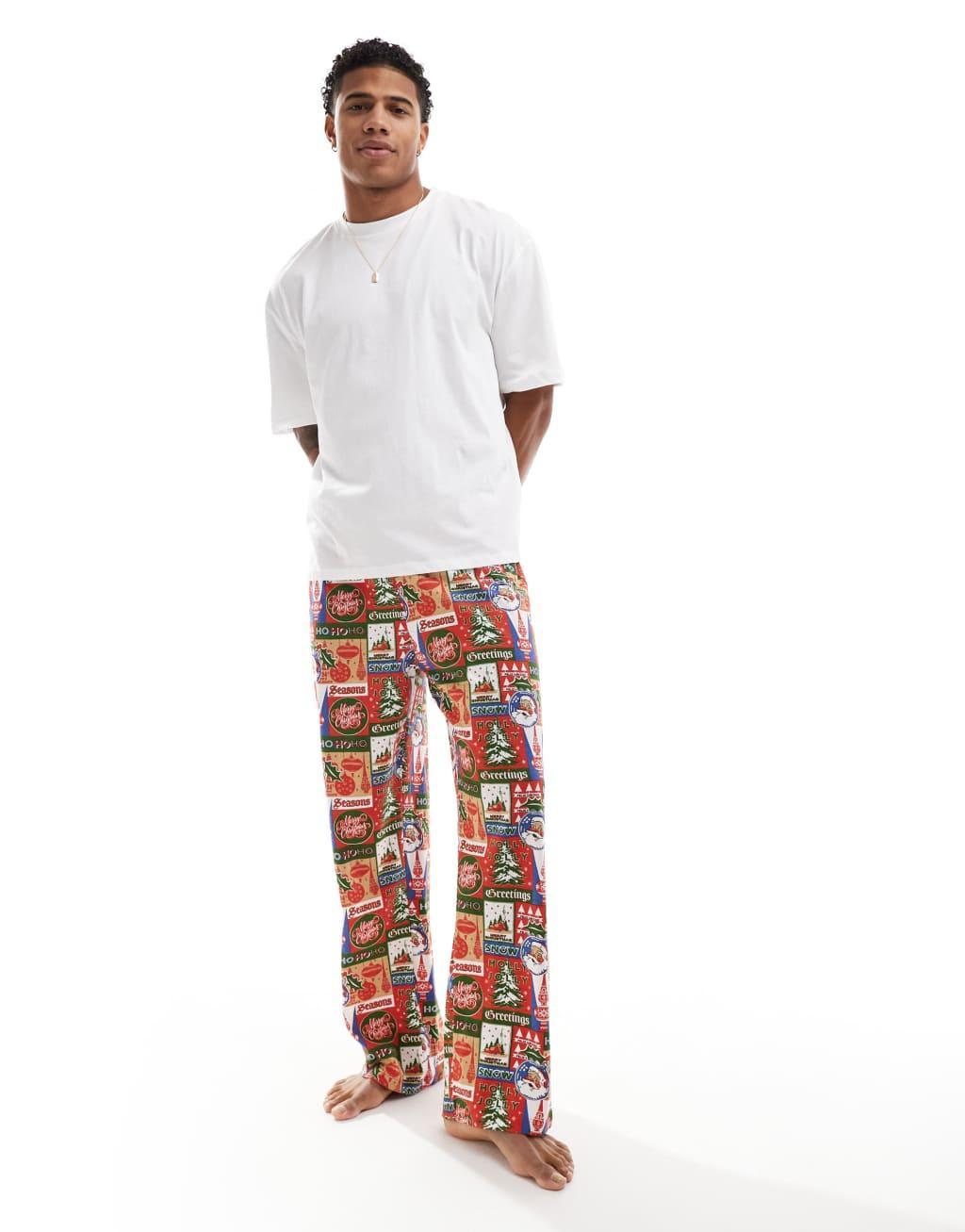 ASOS DESIGN lounge pants in vintage Christmas print Product Image