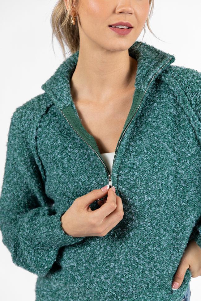 Signature Move Green Fuzzy Quarter Zip Pullover Product Image