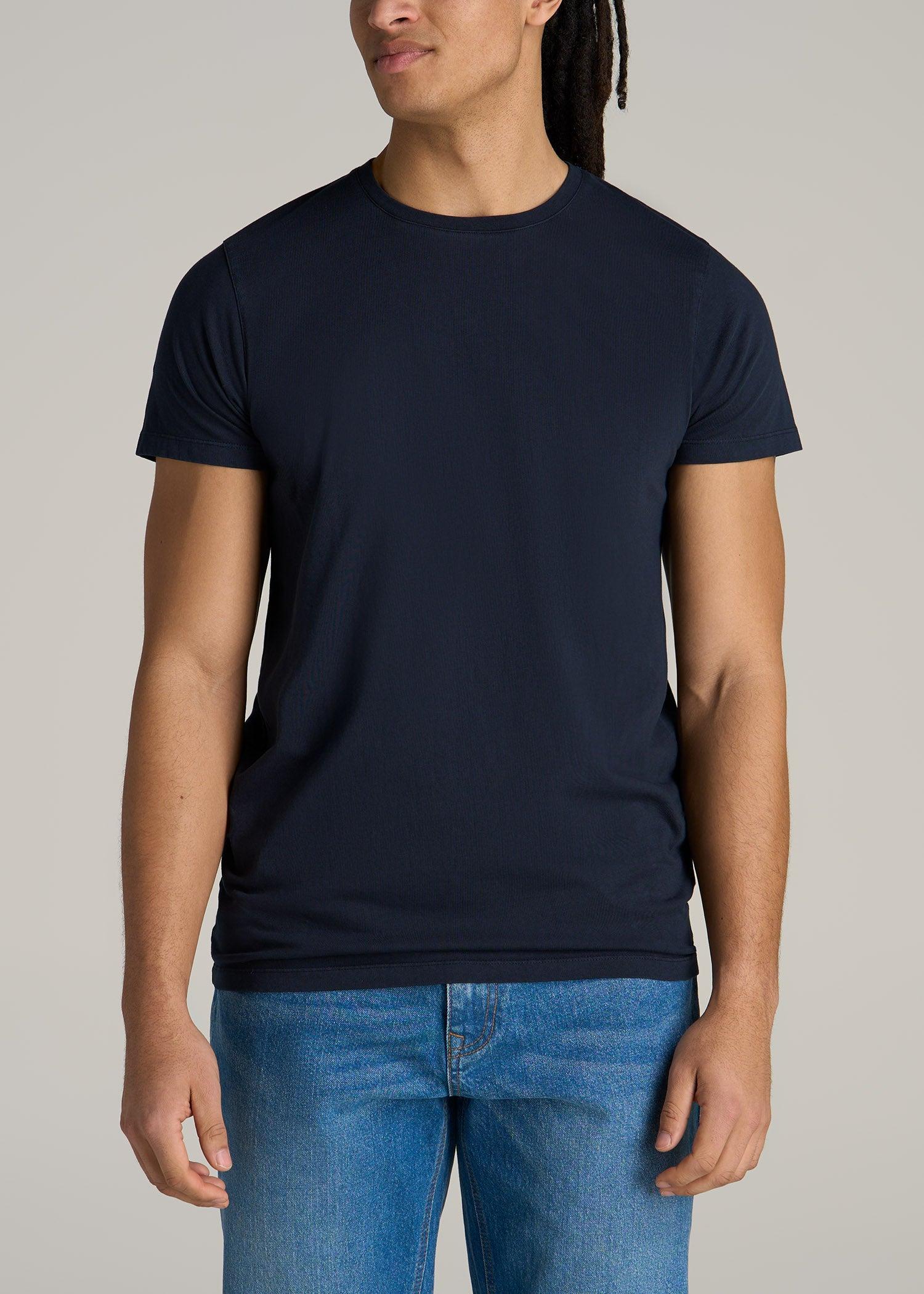 MODERN-FIT Garment Dyed Cotton Men's Tall T-Shirt in Evening Blue Male Product Image