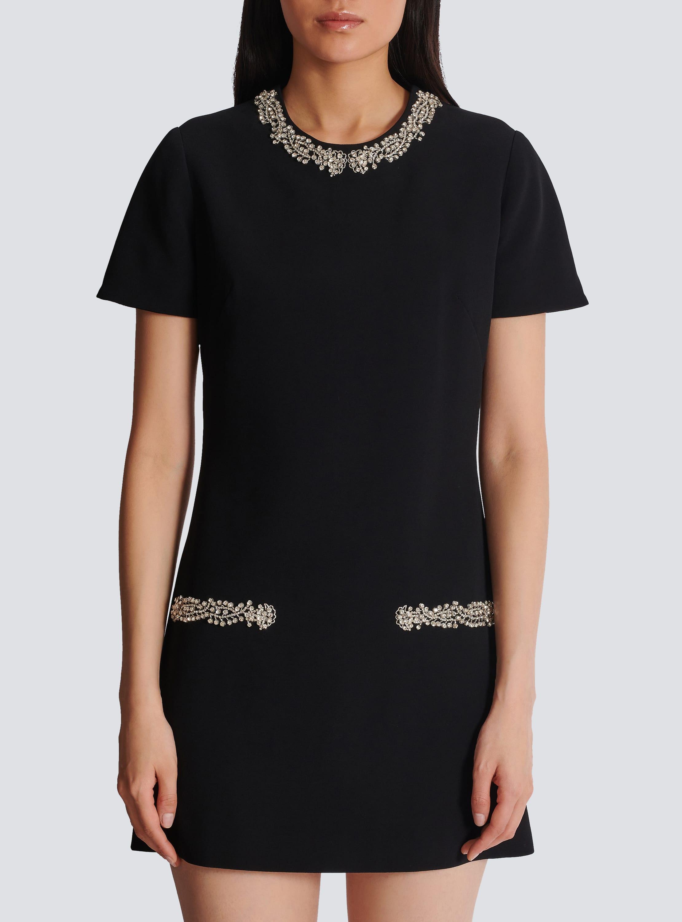 Embroidered crepe shift dress Product Image