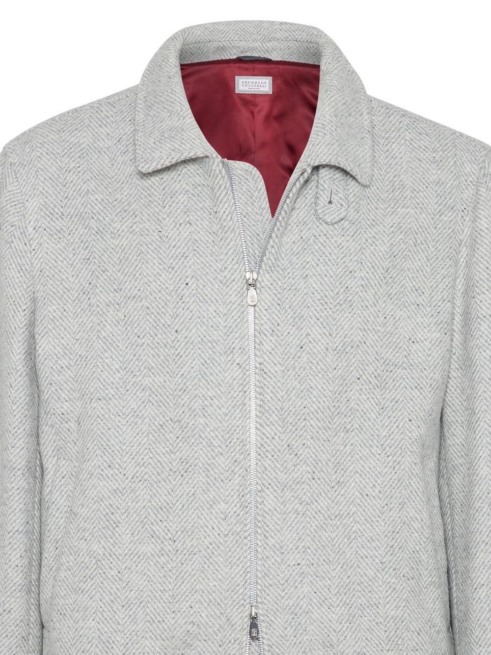 BRUNELLO CUCINELLI Wool-silk-cashmere Bomber Jacket In Pearl Grey Product Image