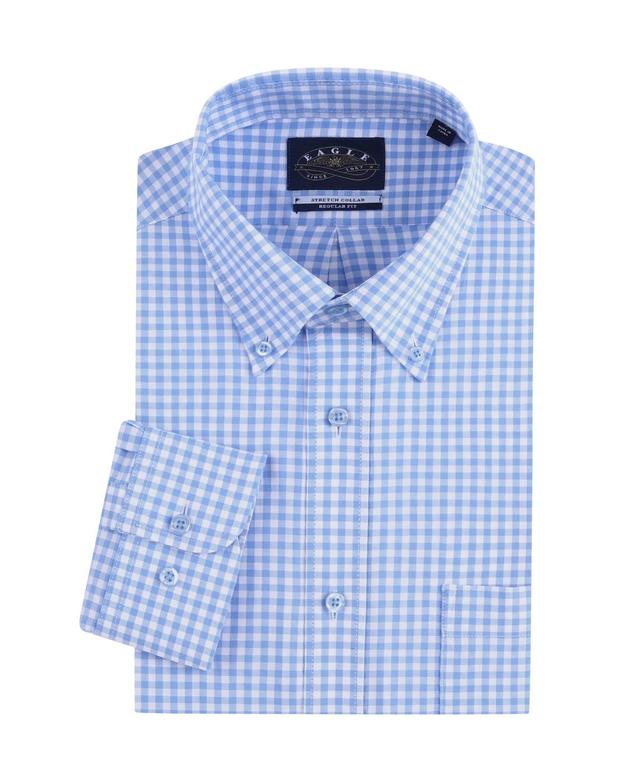 Eagle Mens Mini-Check Poplin Shirt with Stretch Collar Product Image