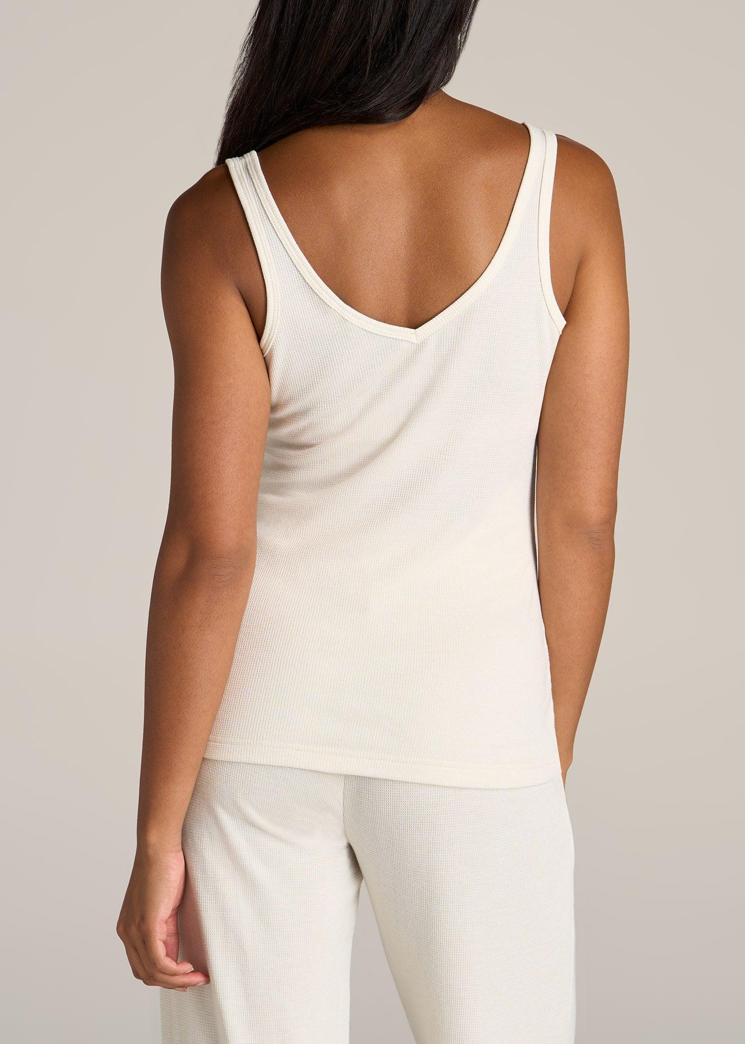 Waffle Tank Top for Tall Women in White Alyssum Product Image