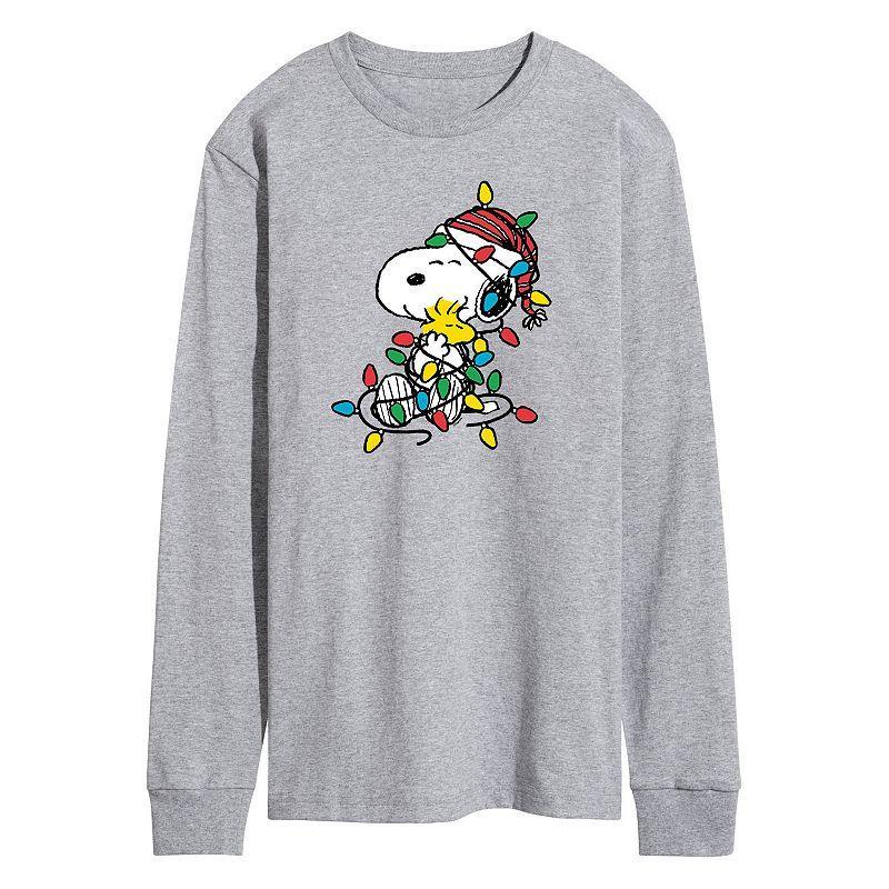 Mens Peanuts Christmas Lights Long Sleeve Tee Product Image