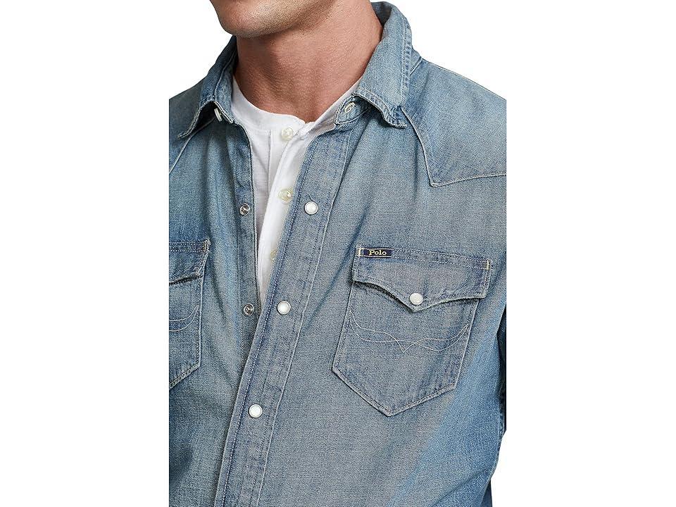 Polo Ralph Lauren Classic Fit Denim Western Sport Shirt (RL Western) Men's Clothing Product Image