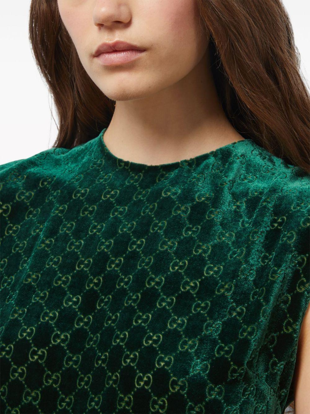 Gg-jacquard Velvet Top In Green Product Image