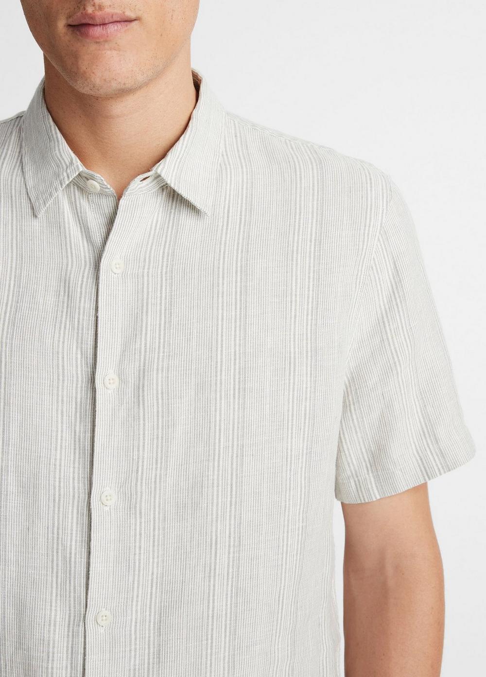 Shadow Stripe Hemp Short-Sleeve Shirt Product Image