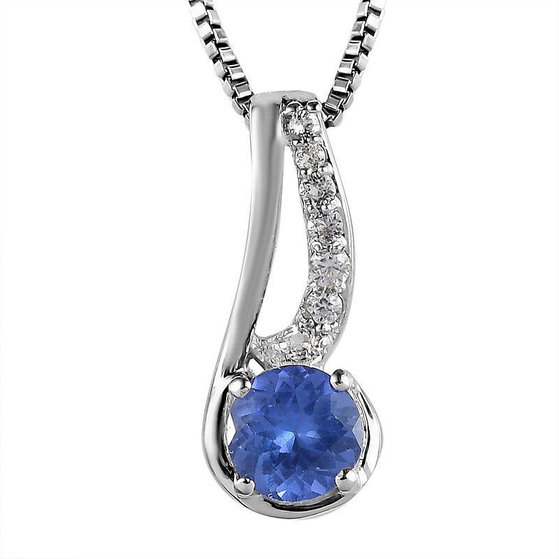 Sterling Silver Tanzanite & White Topaz Pendant Necklace, Womens Product Image