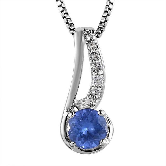 Sterling Silver Tanzanite & White Topaz Pendant Necklace, Womens Product Image