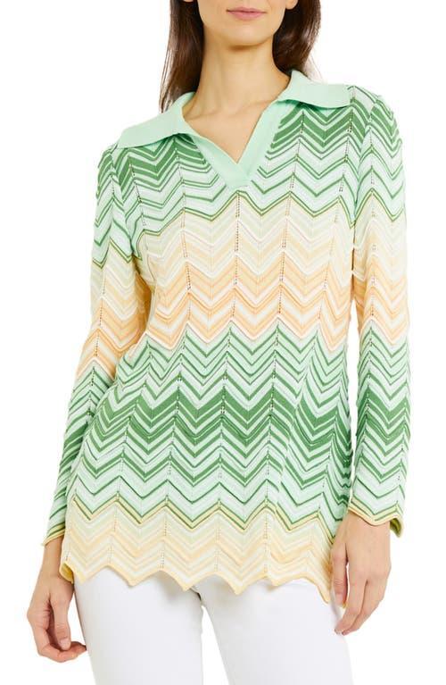 Misook Chevron Pointelle Collar Tunic Sweater Product Image