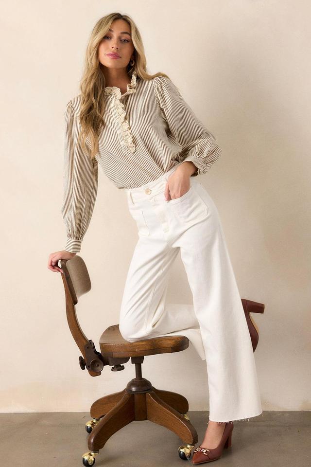 Classic Charm Ivory Wide Leg Jeans Product Image