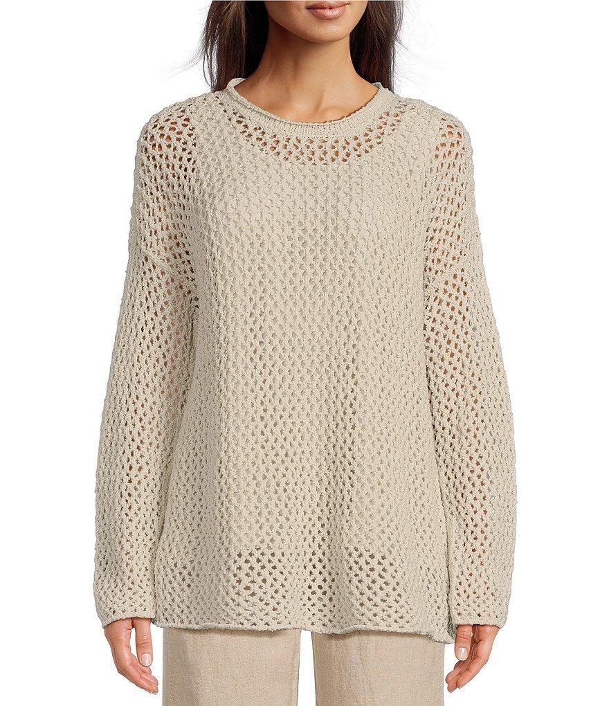 Eileen Fisher Peruvian Boucle Organic Cotton Crew Neck Dropped Shoulder Long Sleeve Boxy Sweater product image