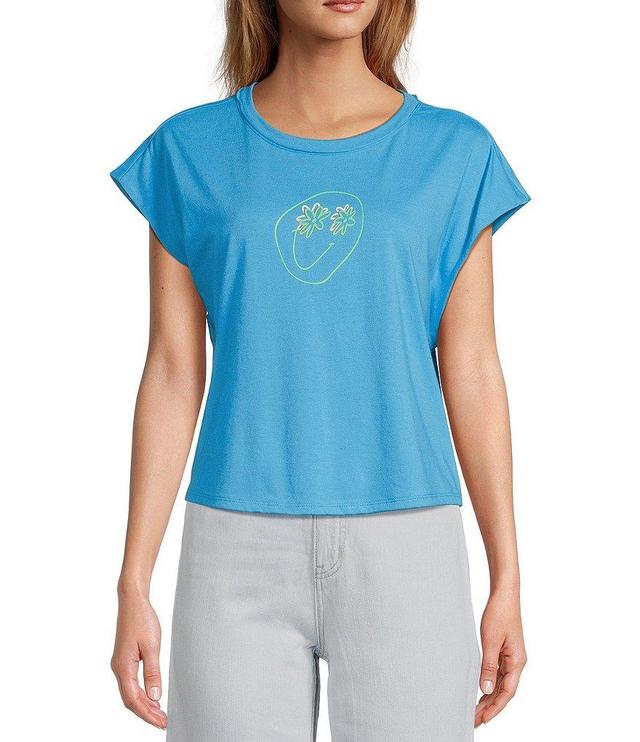 Circus NY by Sam Edelman Dixie Short Sleeve Smiley Face Flower Cropped T-Shirt Product Image