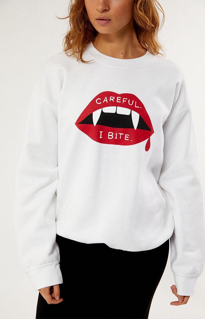 Women's Careful I Bite Crew Neck Sweatshirt Product Image