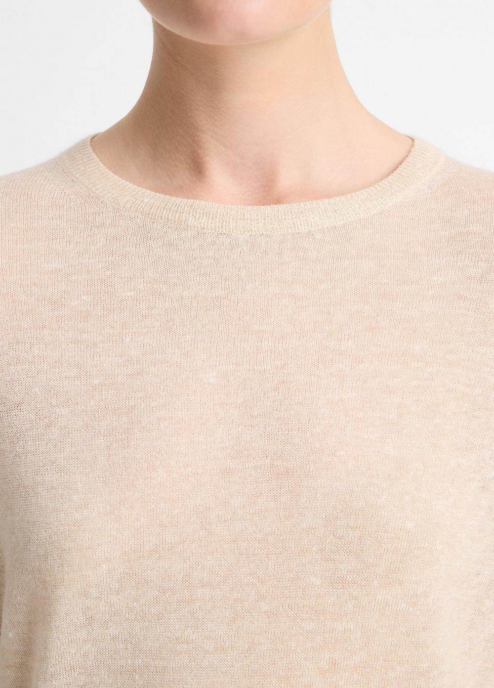 Tissue-Weight Linen-Blend Crew Neck Sweater Product Image