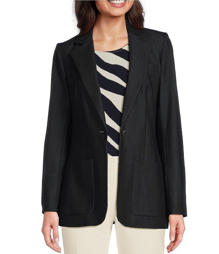 Calvin Klein Notch Lapel Collar Long Sleeve Patch Pocket Button Closure Jacket Product Image