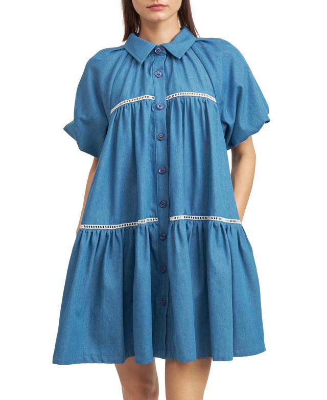 En Saison Womens Tara Puff-Sleeve Babydoll Shirtdress Product Image