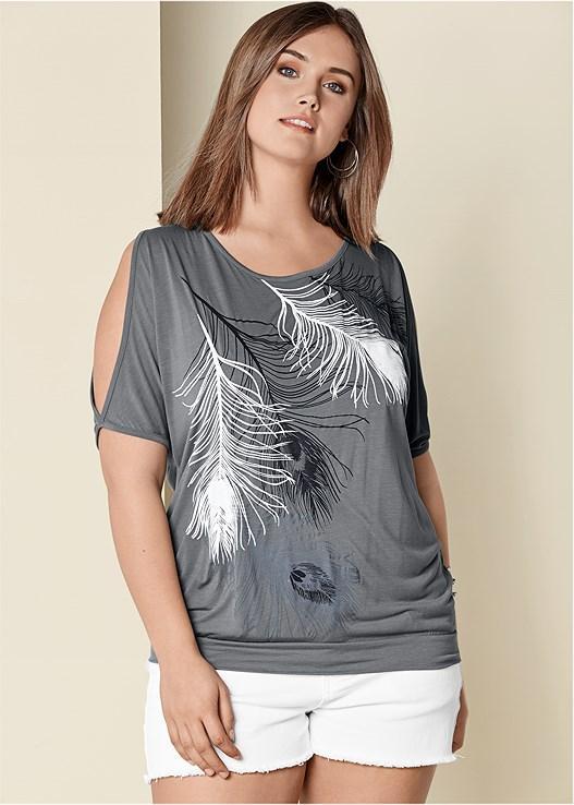 Feather Cold-Shoulder Tee Product Image