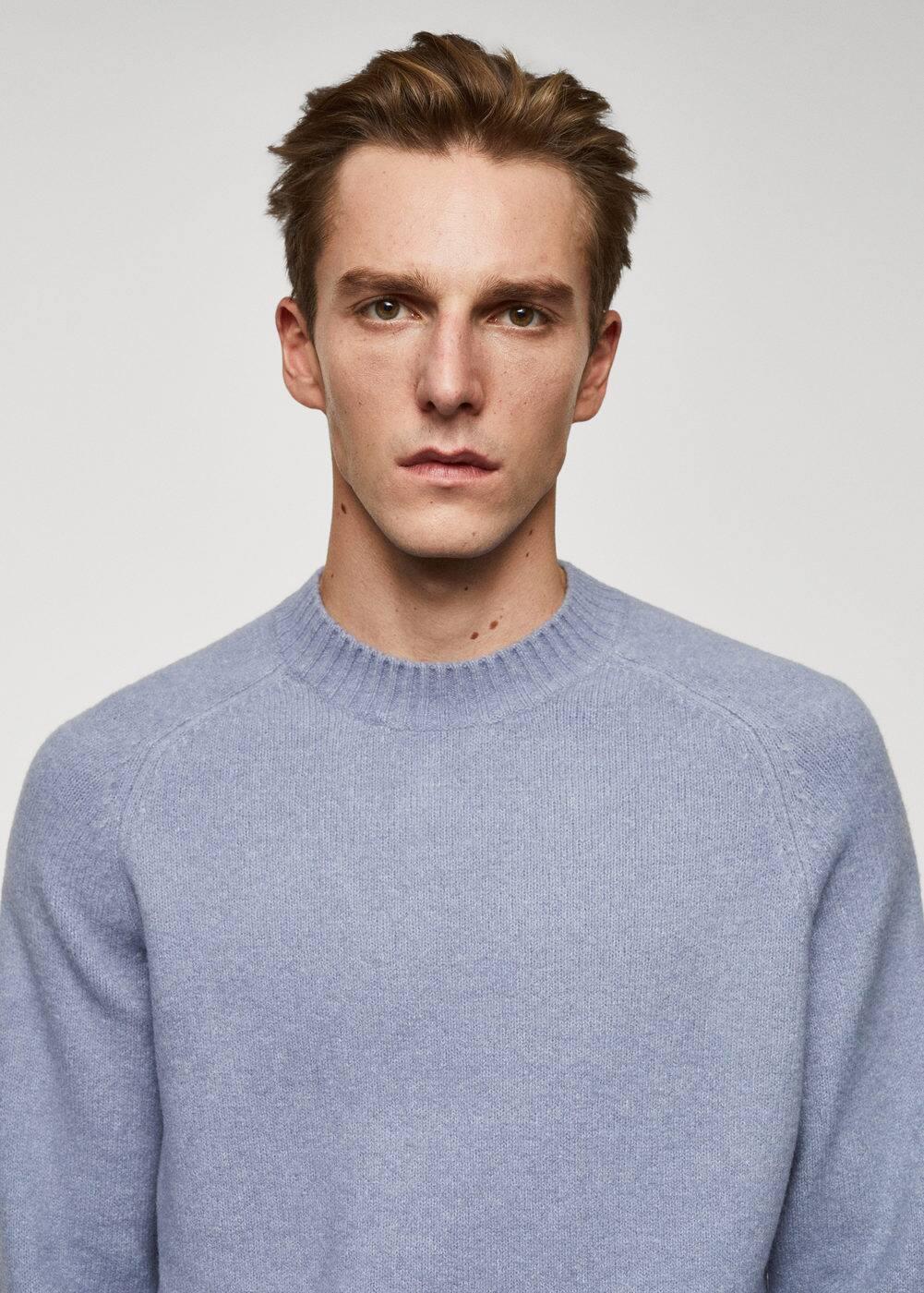 MANGO MAN - Knitted sweater with ribbed details sky blueMen Product Image